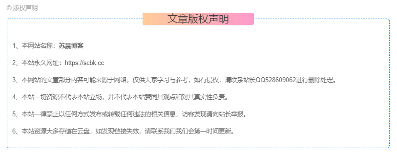 图片[1]-一个美化的文章底部版权信息-苏晨博客