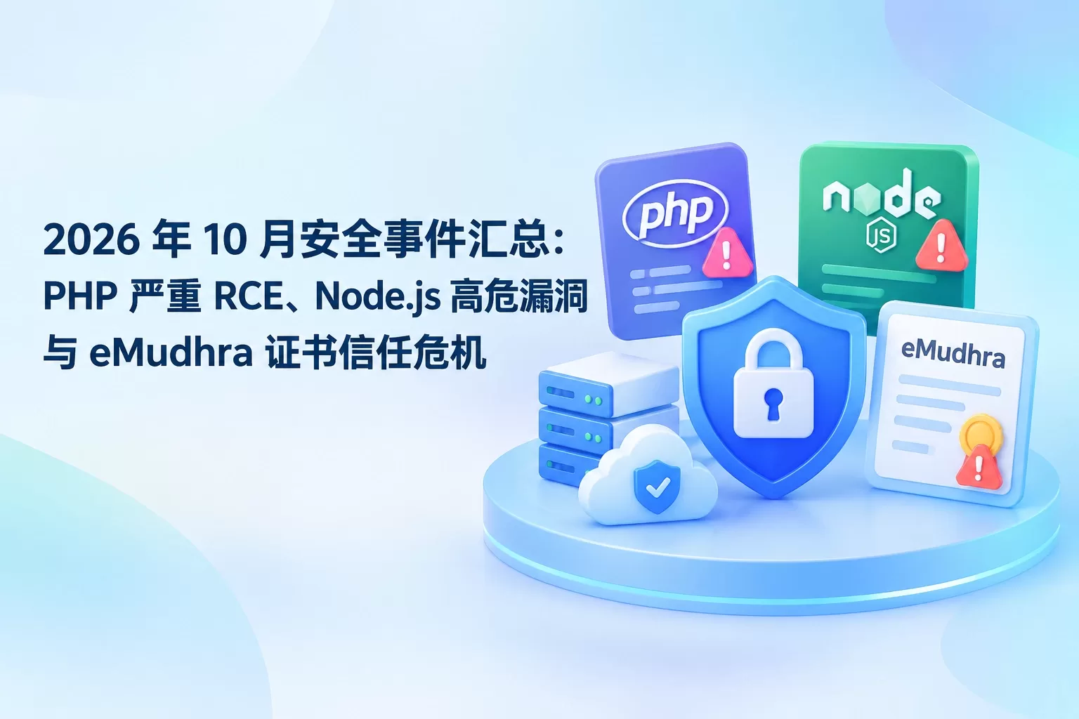 2026 年 10 月安全事件汇总：PHP 严重 RCE、Node.js 高危漏洞与 eMudhra 证书信任危机-苏晨拾光